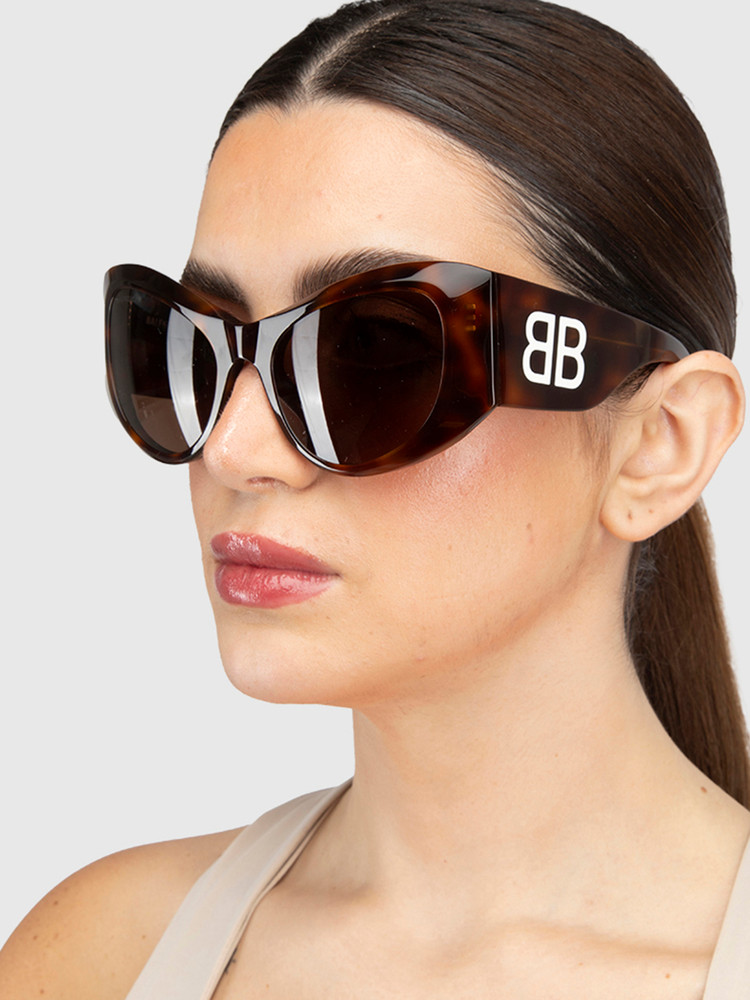 Balenciaga Havana Cat Eye Oversized Sunglasses