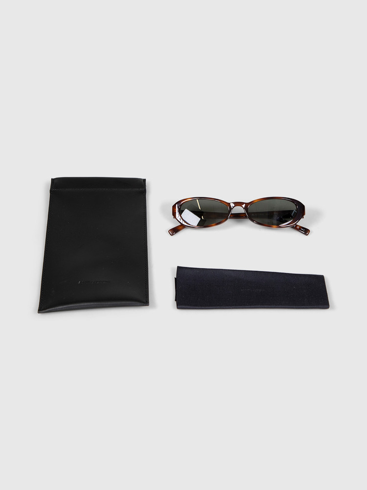 Second Hand Saint Laurent Narrow Oval Havana Sunglasses