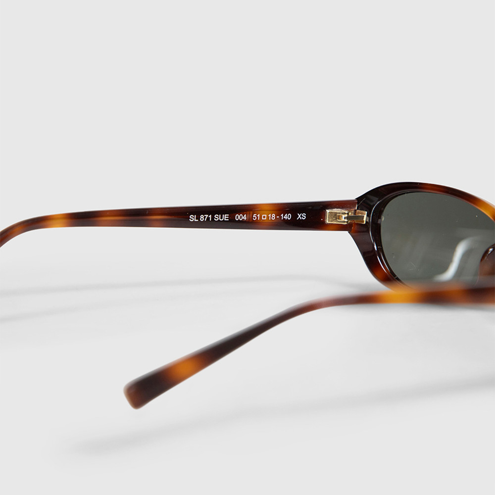 Second Hand Saint Laurent Narrow Oval Havana Sunglasses