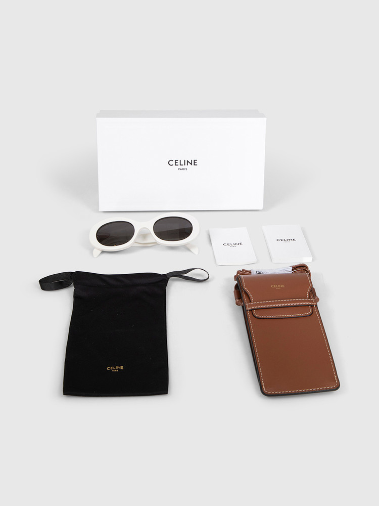 Céline White Oval Triomphe Sunglasses