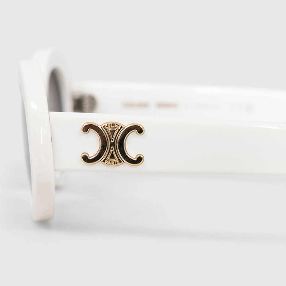 Céline White Oval Triomphe Sunglasses