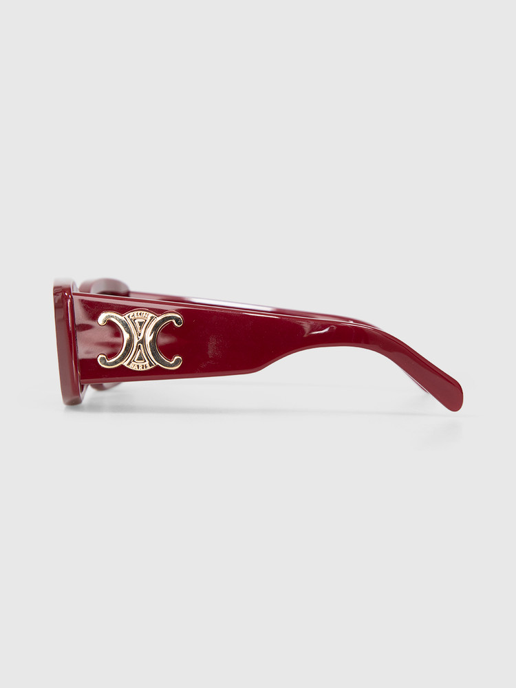 Céline Burgundy Triomphe Rectangular Sunglasses