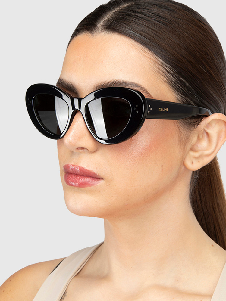 Céline Black Oversized Cat Eye 3 Dots Sunglasses