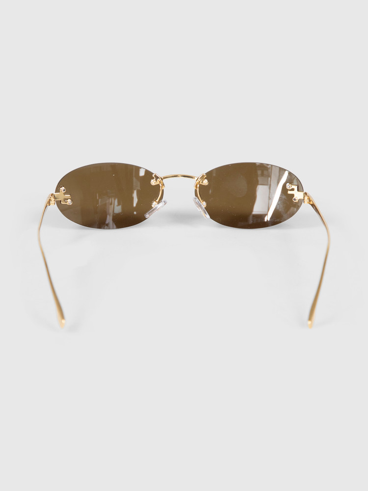 Second Hand Fendi Fendi First Crystal Gold Oval Sunglasses