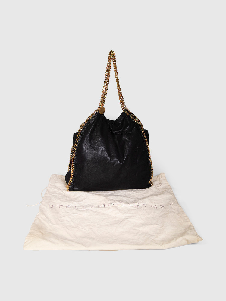 Second Hand Stella McCartney Black Vegan Suede Falabella Large Tote