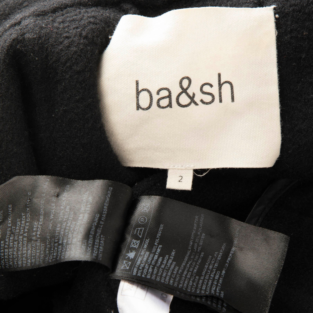 ba&sh Black Wool Long Belted Coat