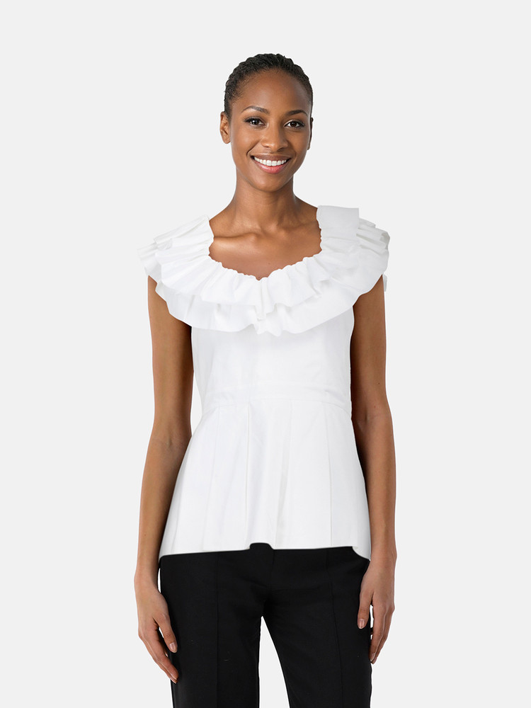 Alexander McQueen White Ruffle Peplum Top