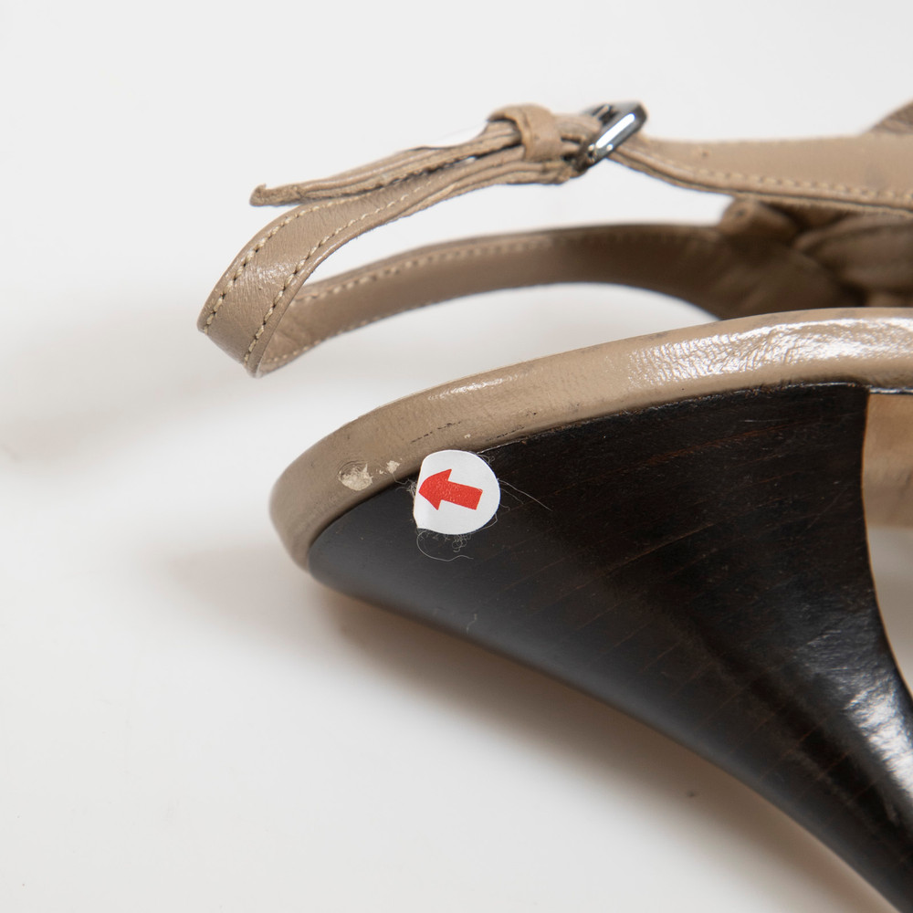 Burberry Taupe Ruffled Leather Heeled Sandals