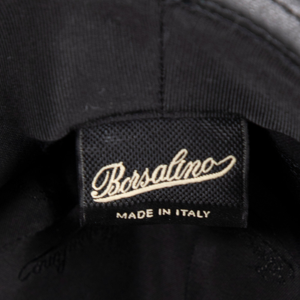 Borsalino  Black Leather Fedora Hat
