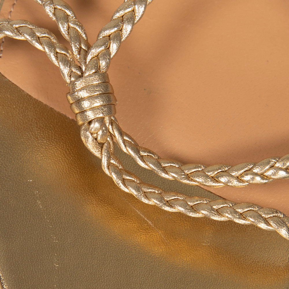 Aquazzura Gold Leather Tie Sandals
