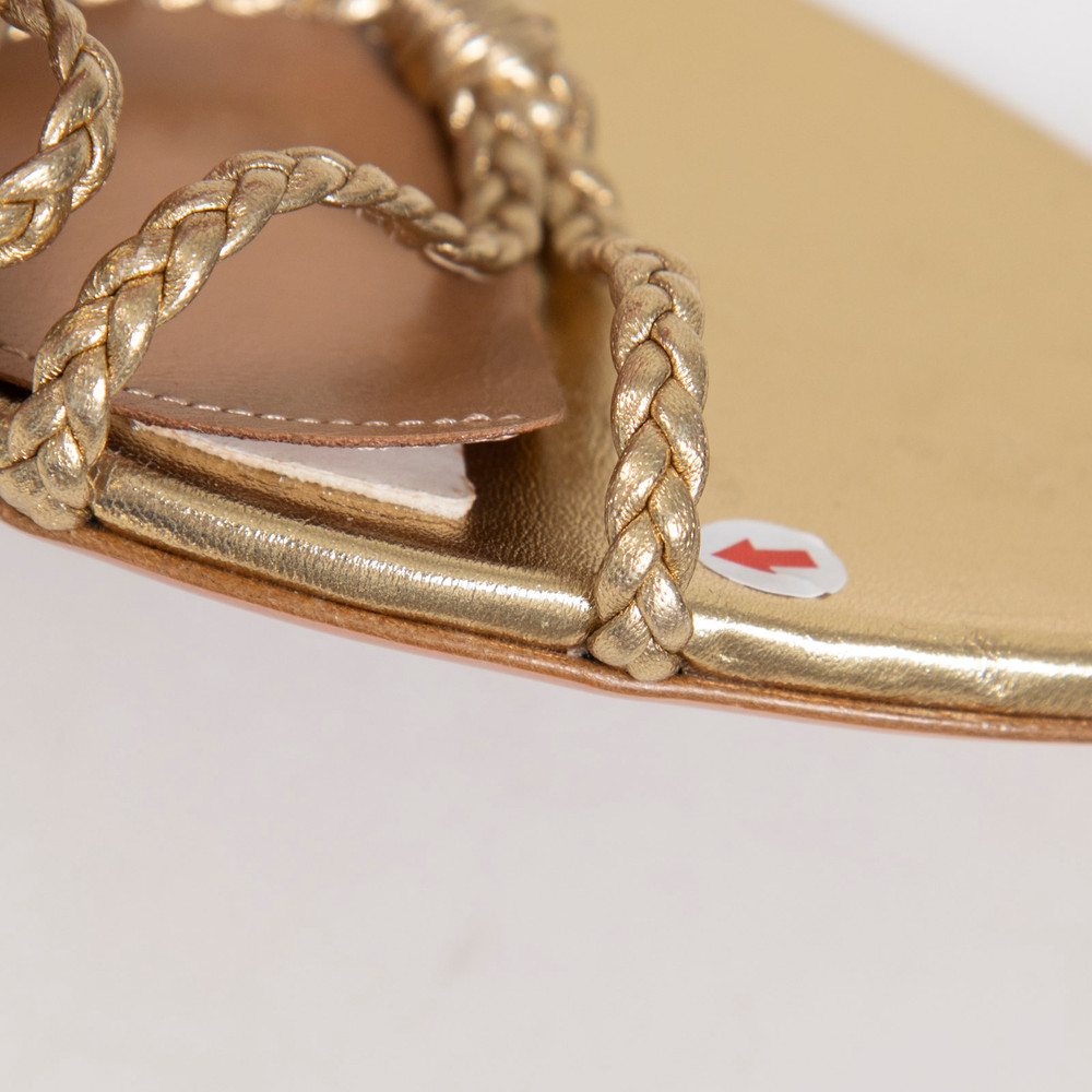 Aquazzura Gold Leather Tie Sandals