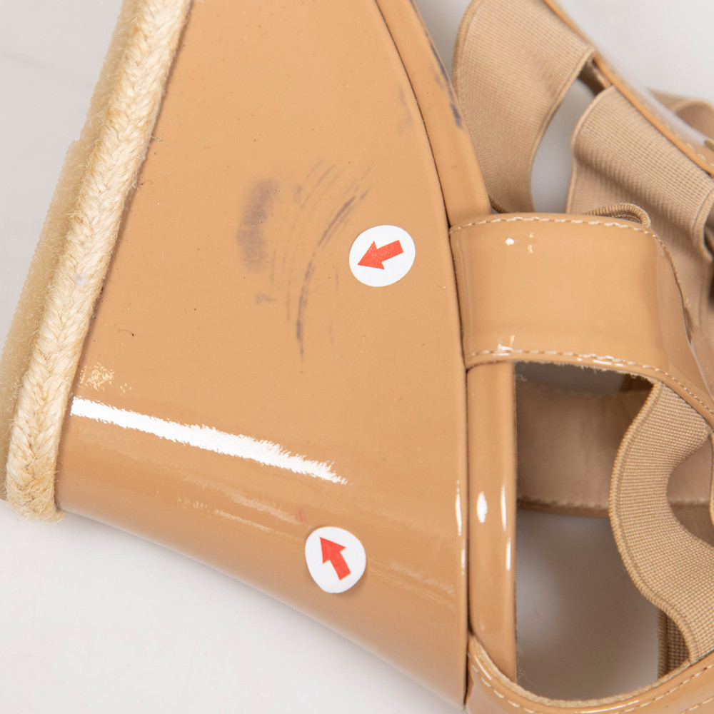 Fendi Beige Patent Wedge Sandals