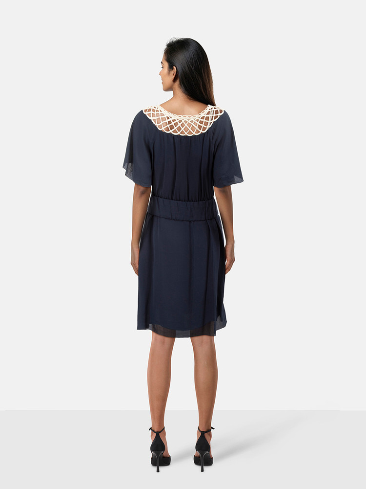 3.1 Phillip Lim Navy Silk Belted Dress