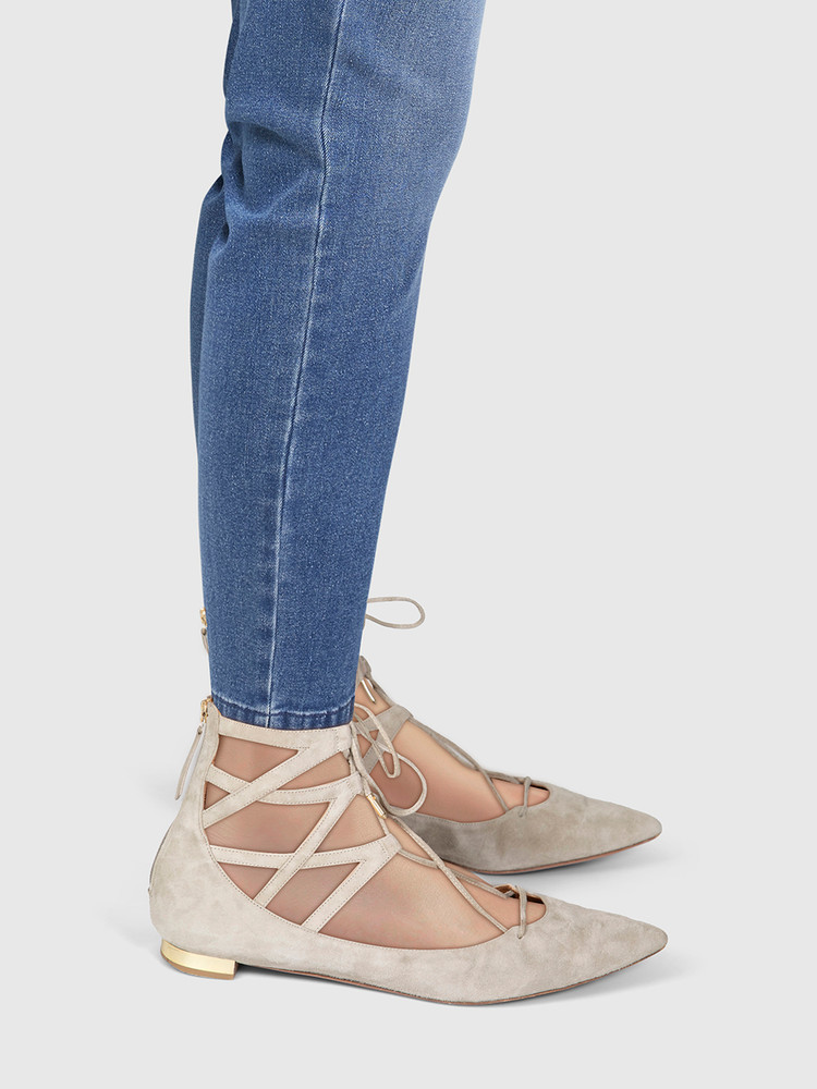 Aquazzura Grey Suede Cut Out Sandals