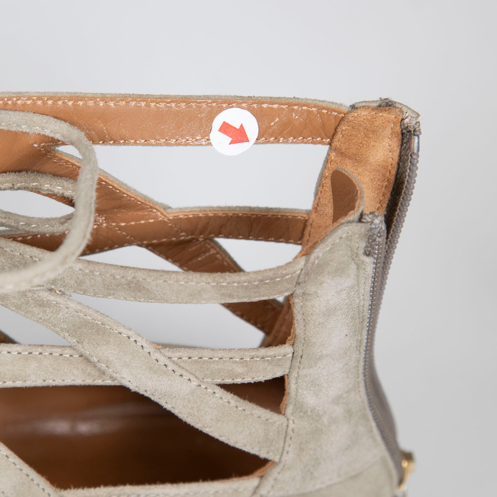 Aquazzura Grey Suede Cut Out Sandals