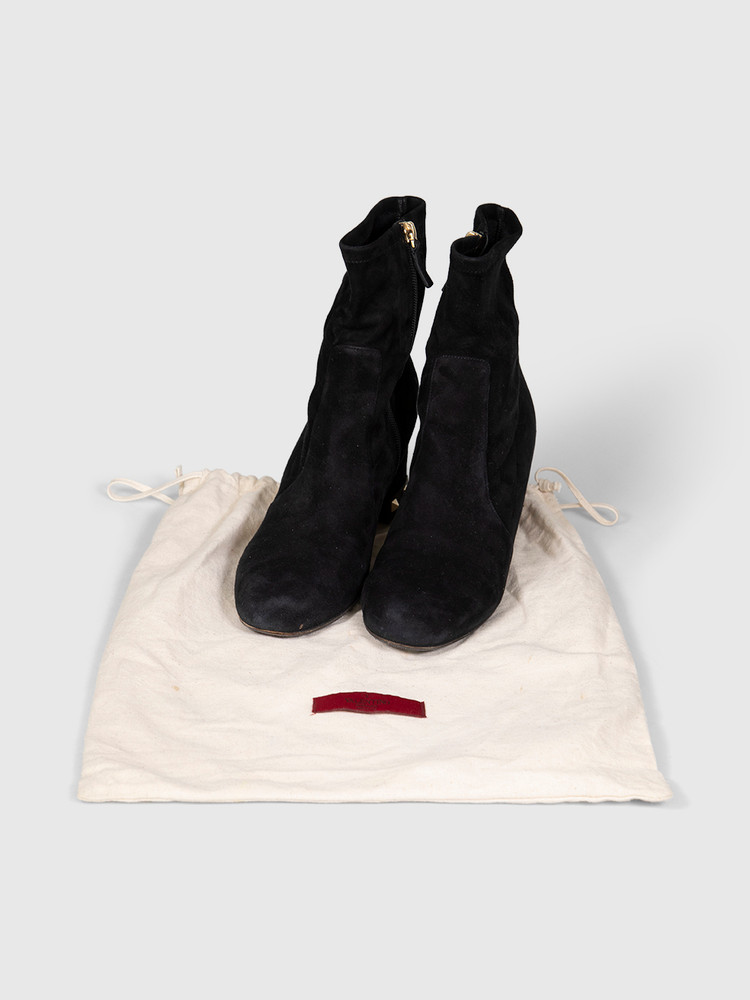 Valentino Garavani Black Suede Rockstud Heel Boots
