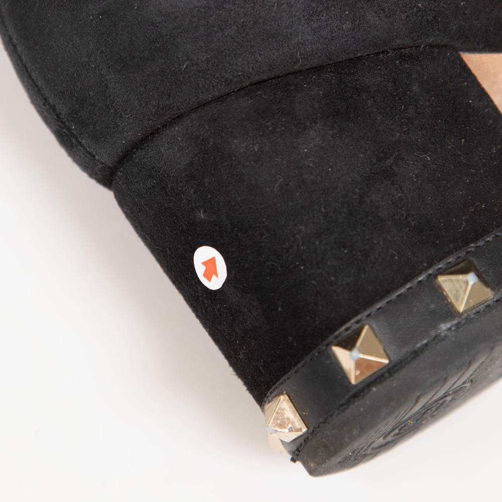 Valentino Garavani Black Suede Rockstud Heel Boots