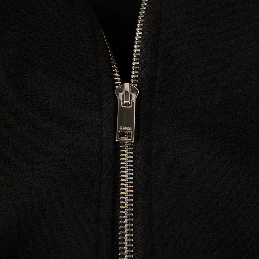 Ganni Black Zip Up Mini Dress