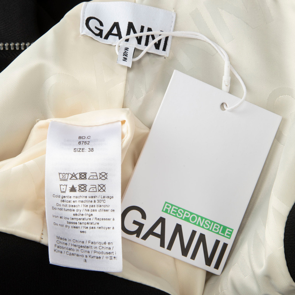 Ganni Black Zip Up Mini Dress