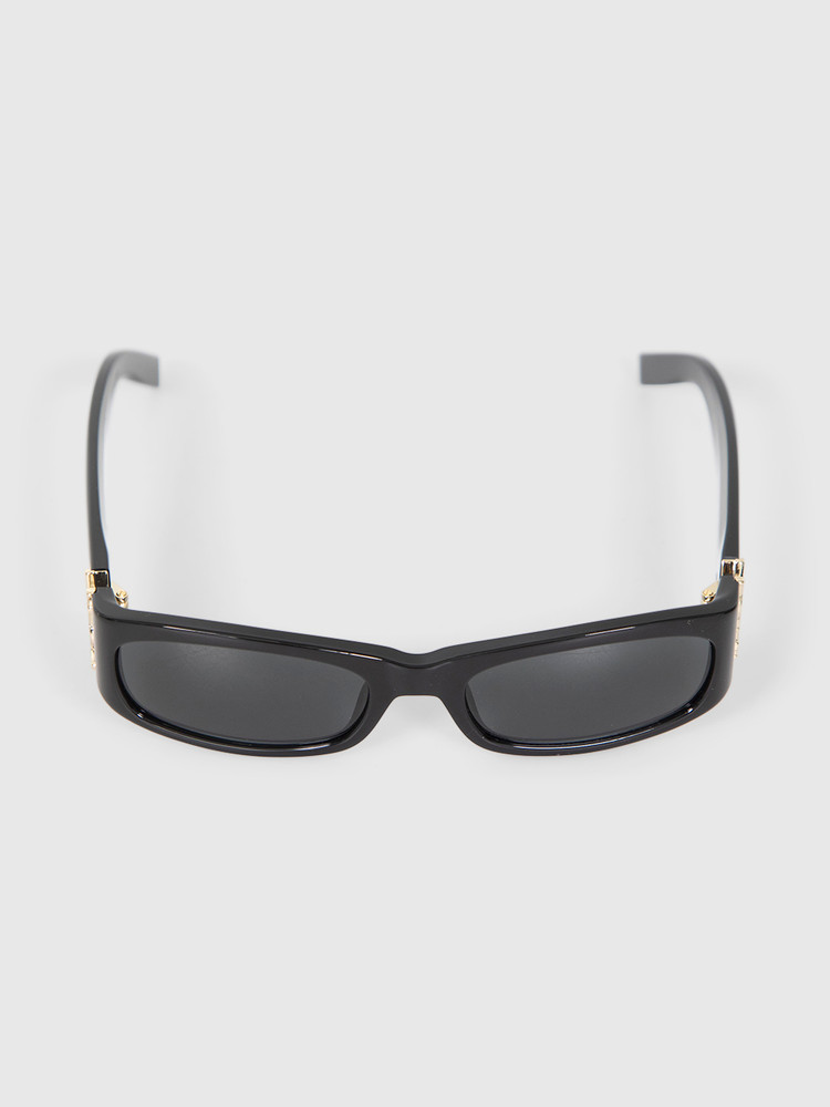 Saint Laurent Black Rectangle Monogram Sunglasses