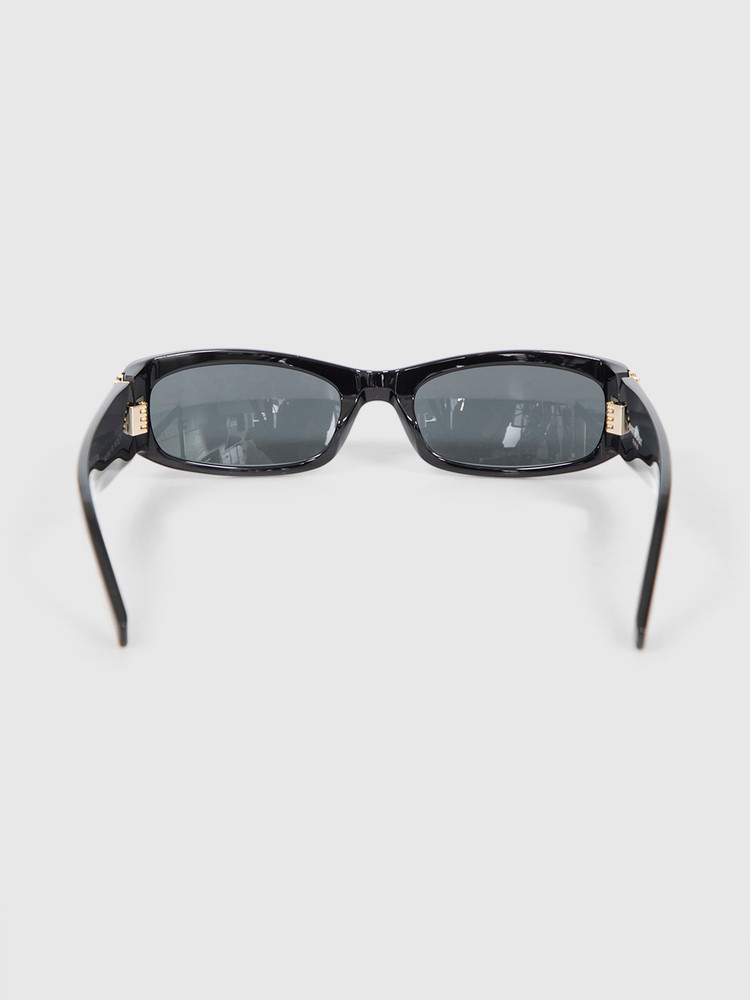 Saint Laurent Black Rectangle Monogram Sunglasses