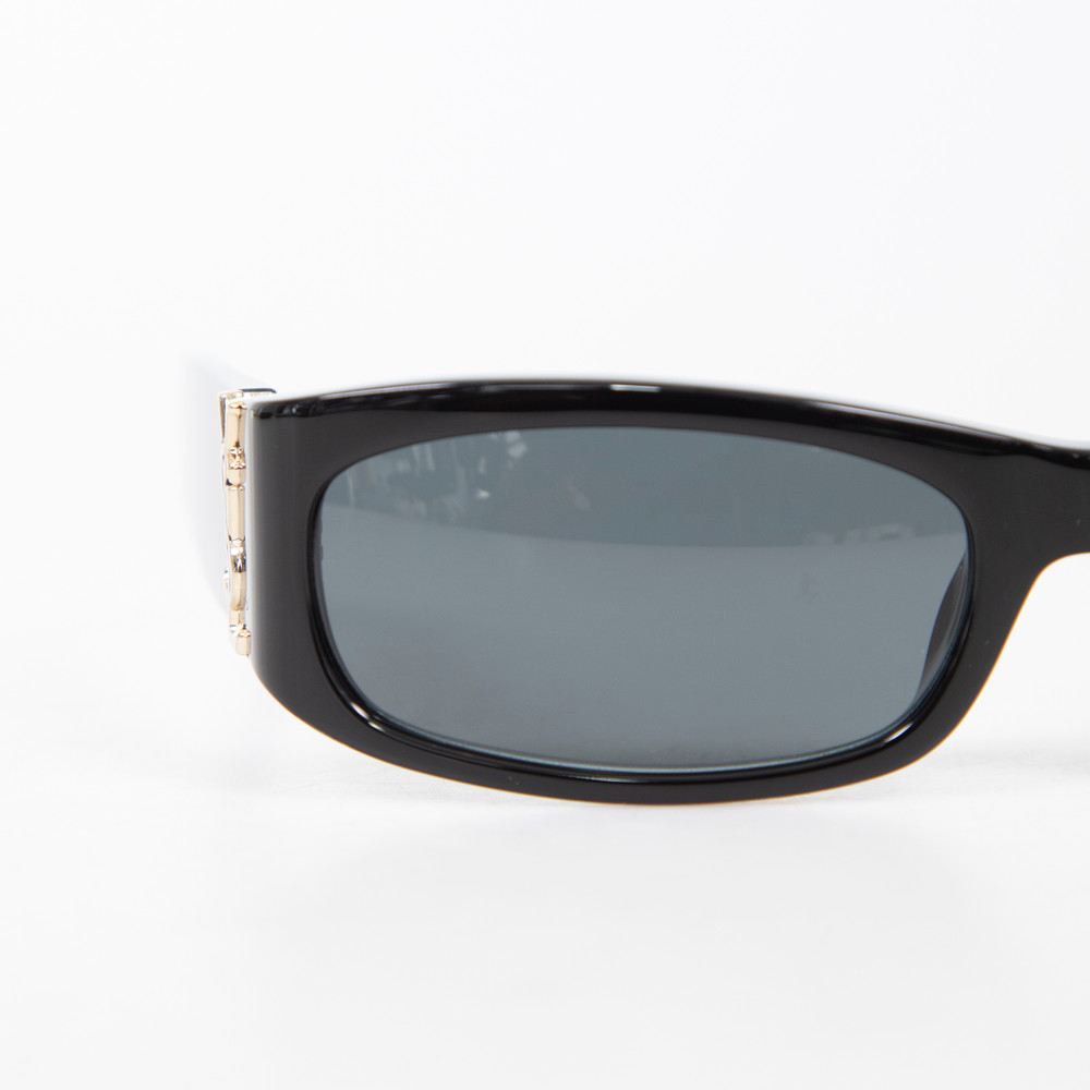 Saint Laurent Black Rectangle Monogram Sunglasses