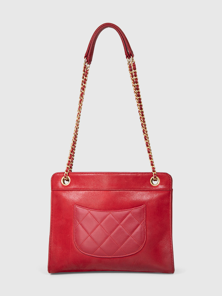 Chanel 2012 Red Quilted Leather CC Square Bag