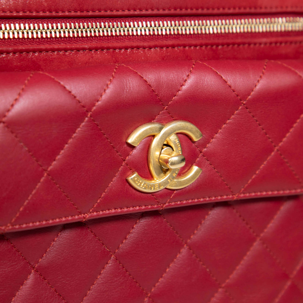 Chanel 2012 Red Quilted Leather CC Square Bag