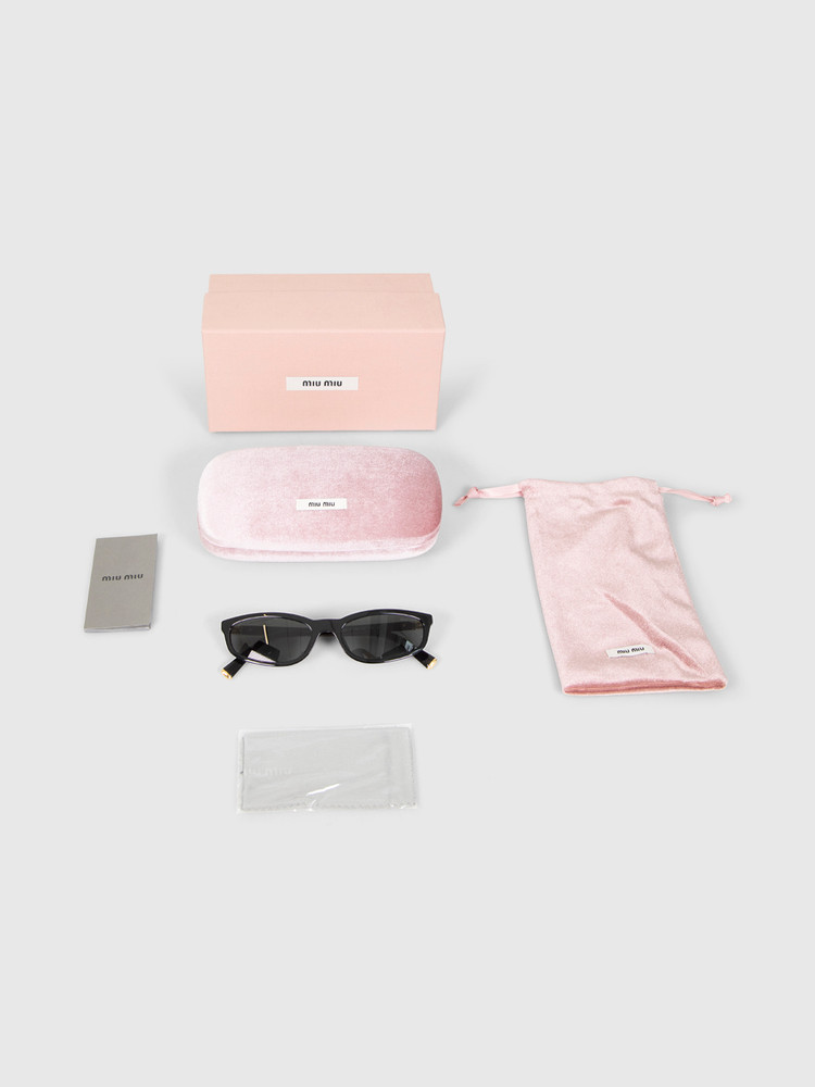 Miu Miu Black Oval Tinted Sunglasses