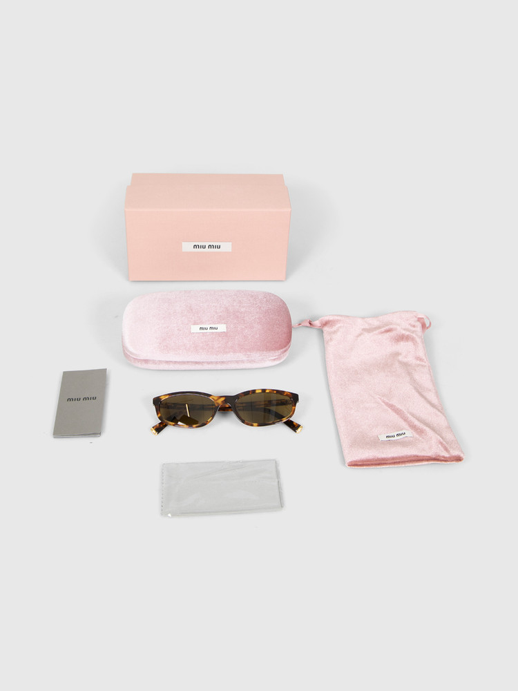 Miu Miu Havana Oval Tinted Sunglasses