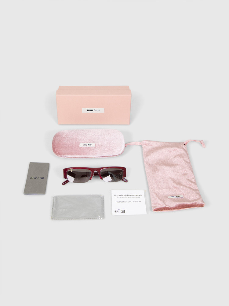 Miu Miu Red Half Rim Sunglasses