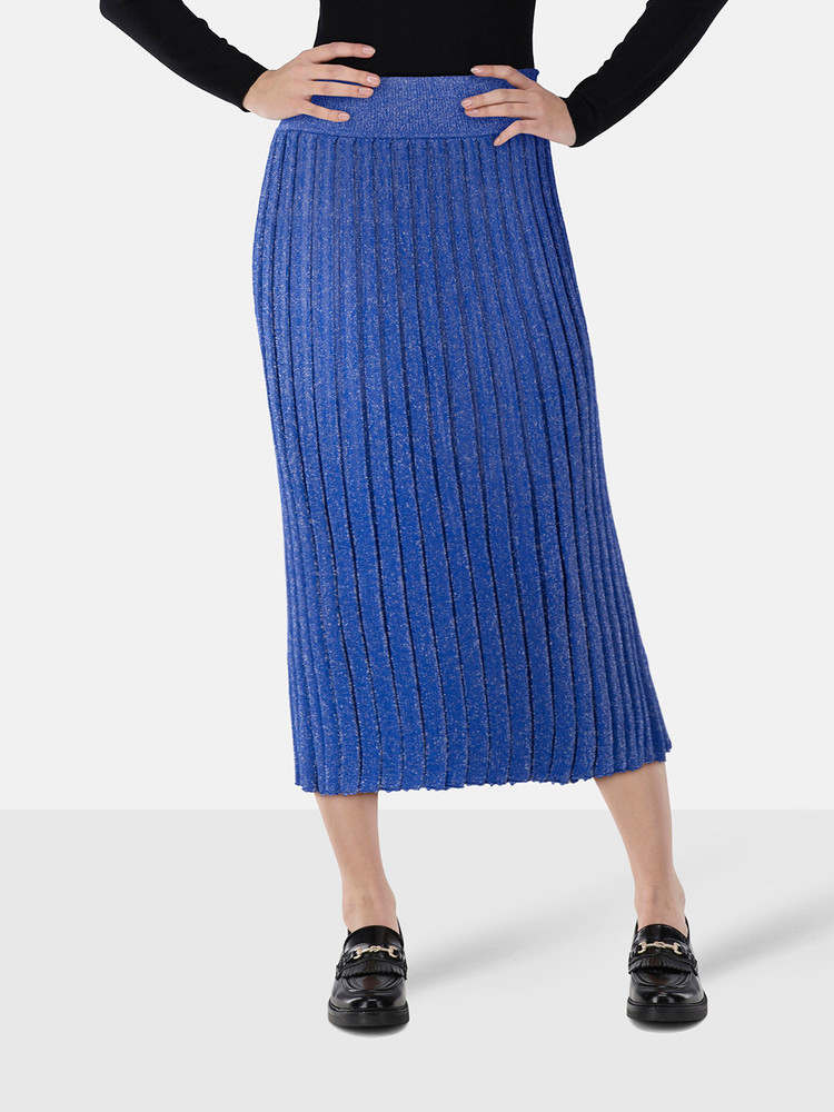 Scanlan & Theodore Blue Metallic Midi Skirt