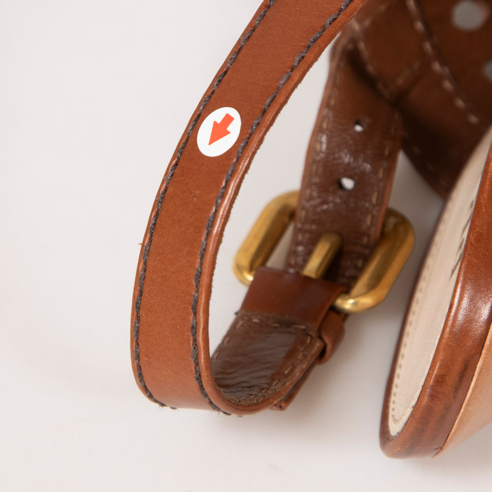 Prada Brown Leather Laser Cut Sandals