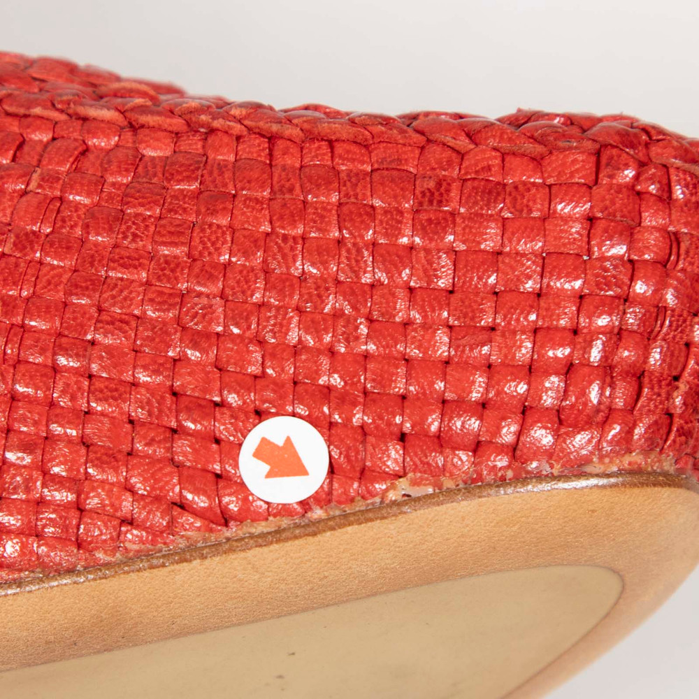Prada Red Leather Woven Platform Pumps