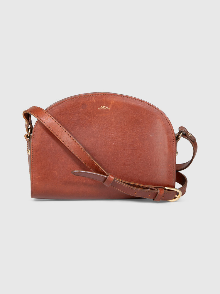 A.P.C. Brown Leather Demi-Lune Crossbody Bag