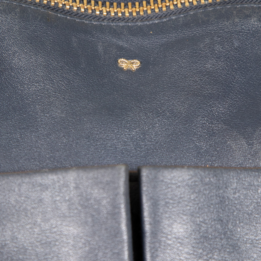Anya Hindmarch Navy Leather Tote Bag