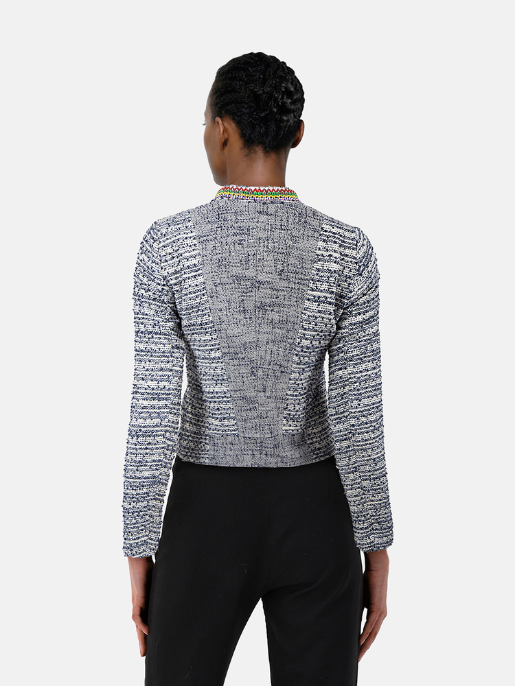 Maje Blue Beaded Trim Blazer