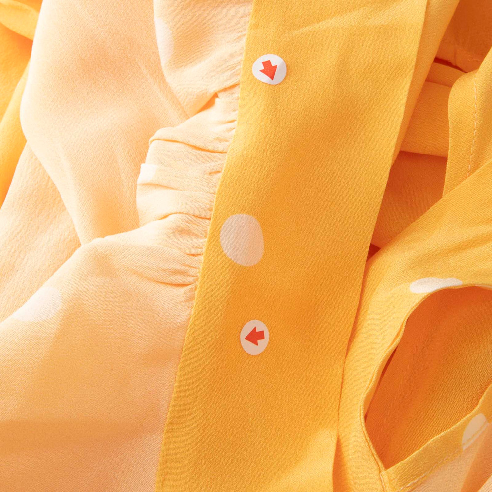 Asceno Yellow Polkadot Long Neck Tie Dress