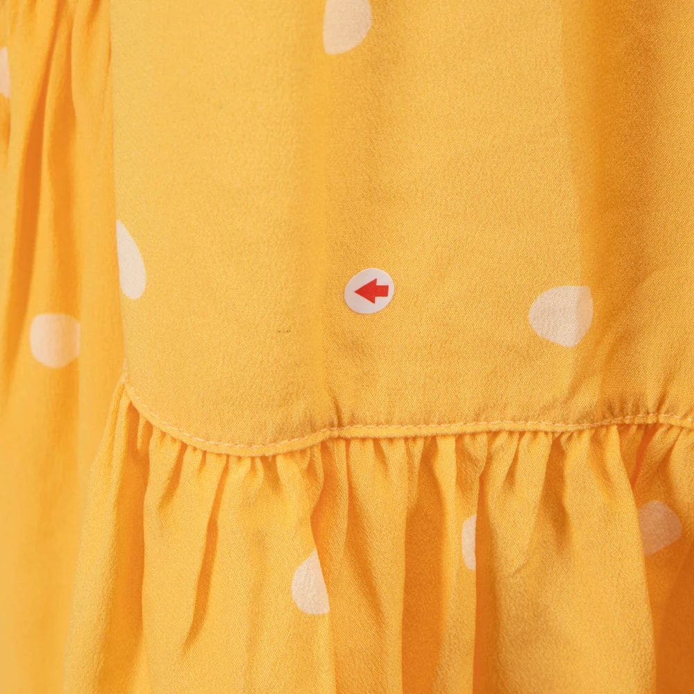 Asceno Yellow Polkadot Long Neck Tie Dress