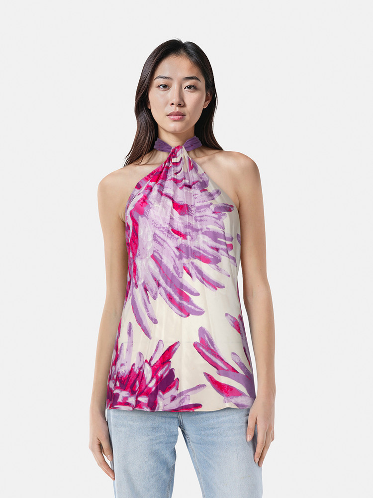 Roberto Cavalli Floral Printed Halter Neck Top