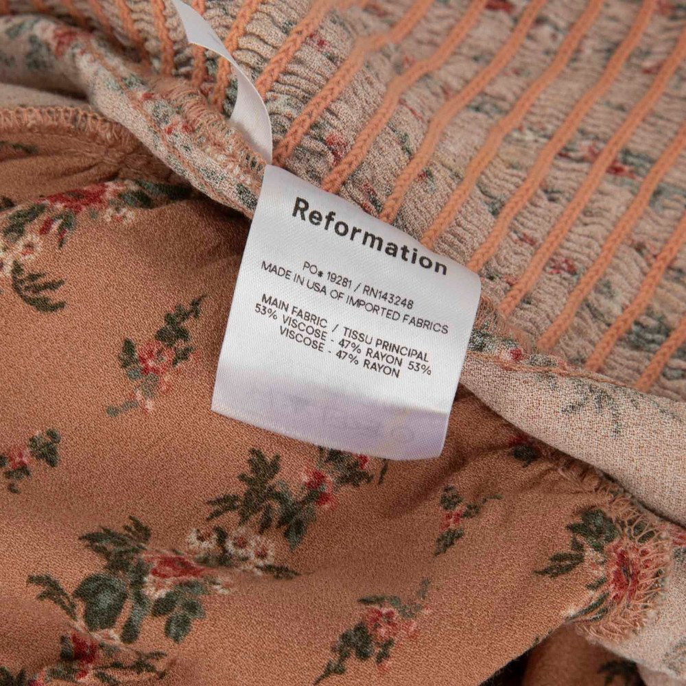 Reformation Brown Floral Ruched Top