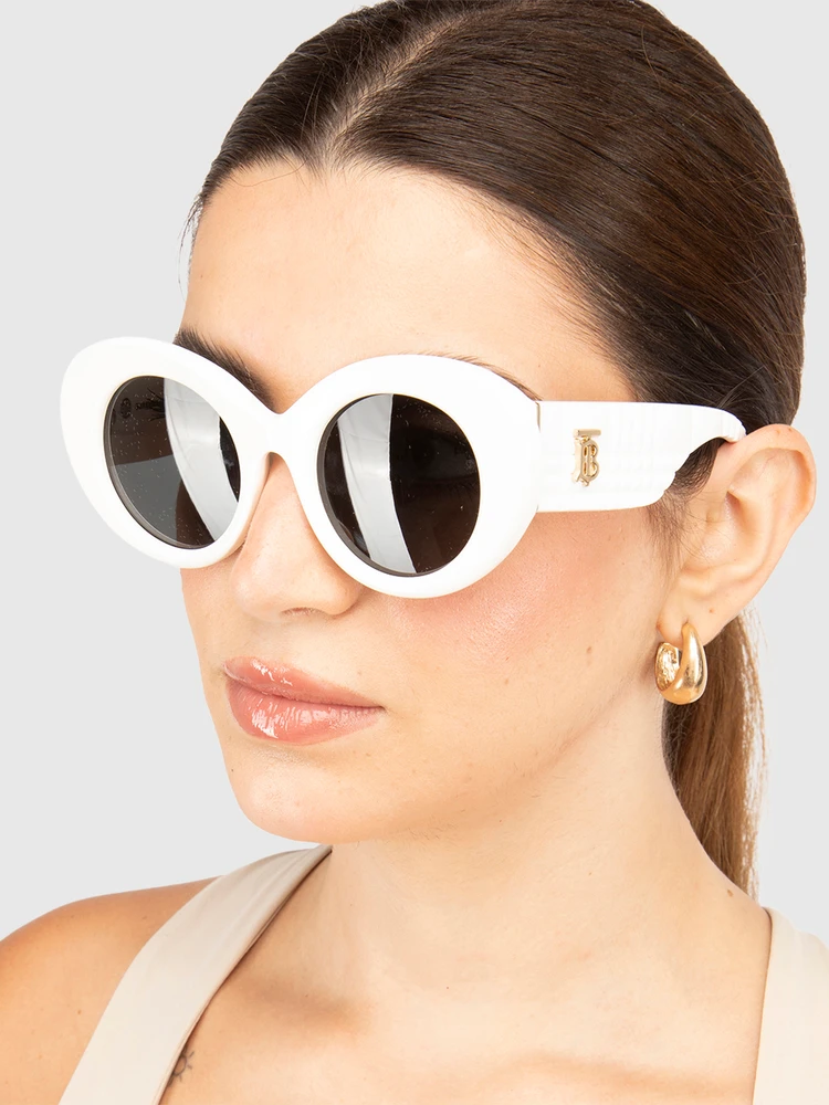 Burberry White Round Margot Sunglasses