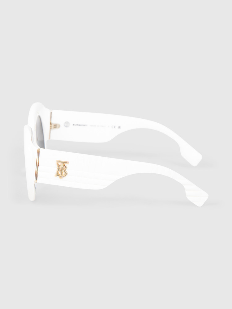 Burberry White Round Margot Sunglasses