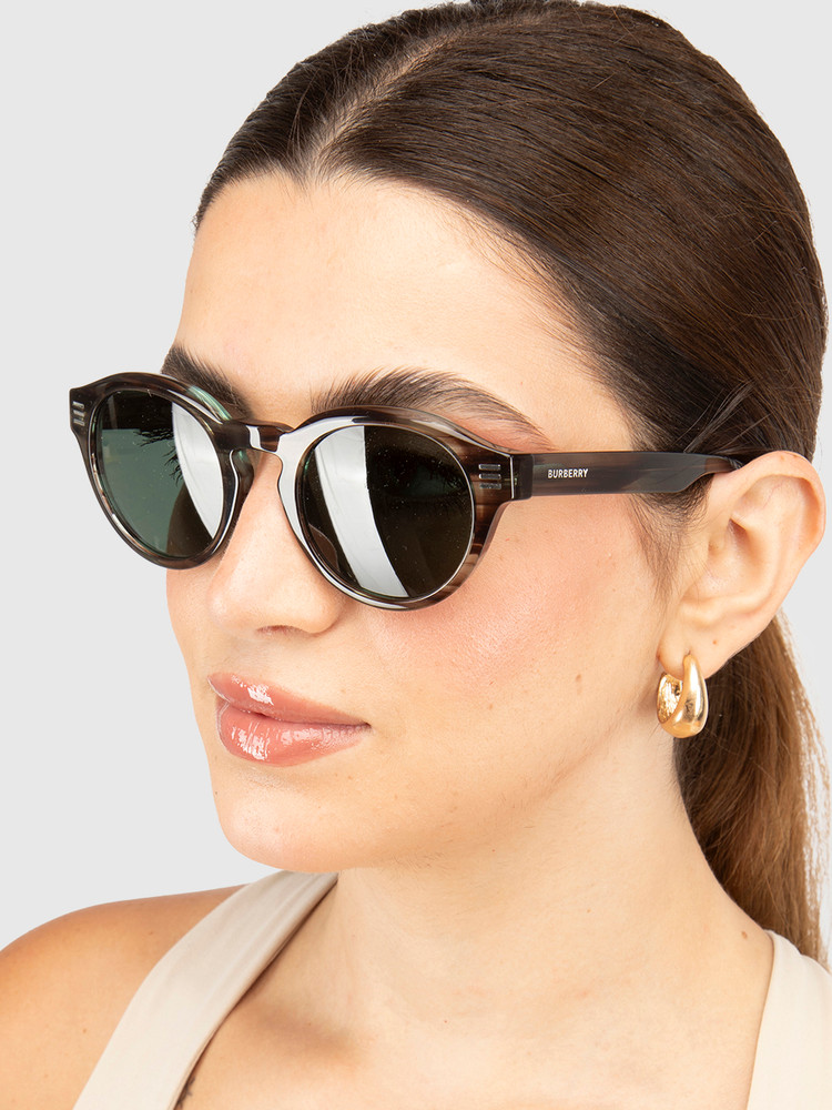 Burberry Green & Brown Round Sunglasses
