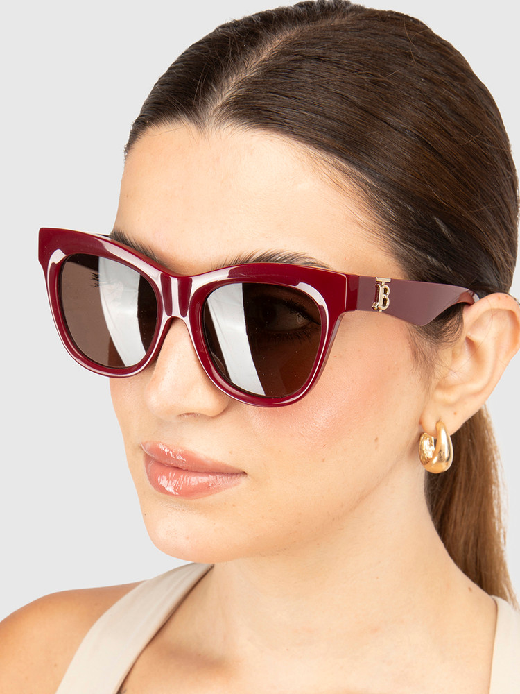 Burberry Burgundy Square Tinted Logo Sunglasses