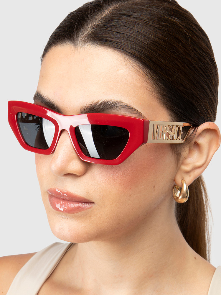 Versace Red Cat Eye Logo Sunglasses
