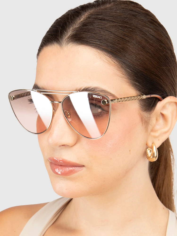 Versace Gold Frame Light Pink Sunglasses
