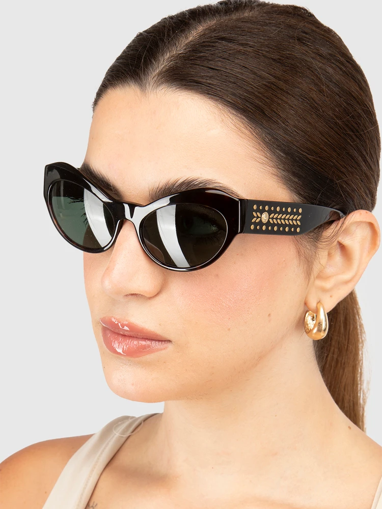 Versace Havana Tortoiseshell Oval Sunglasses