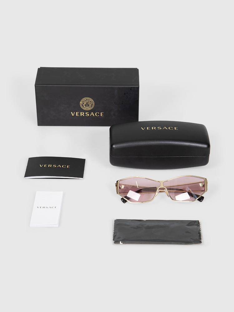 Versace Gold Frame Pink Lenses Butterfly Sunglasses