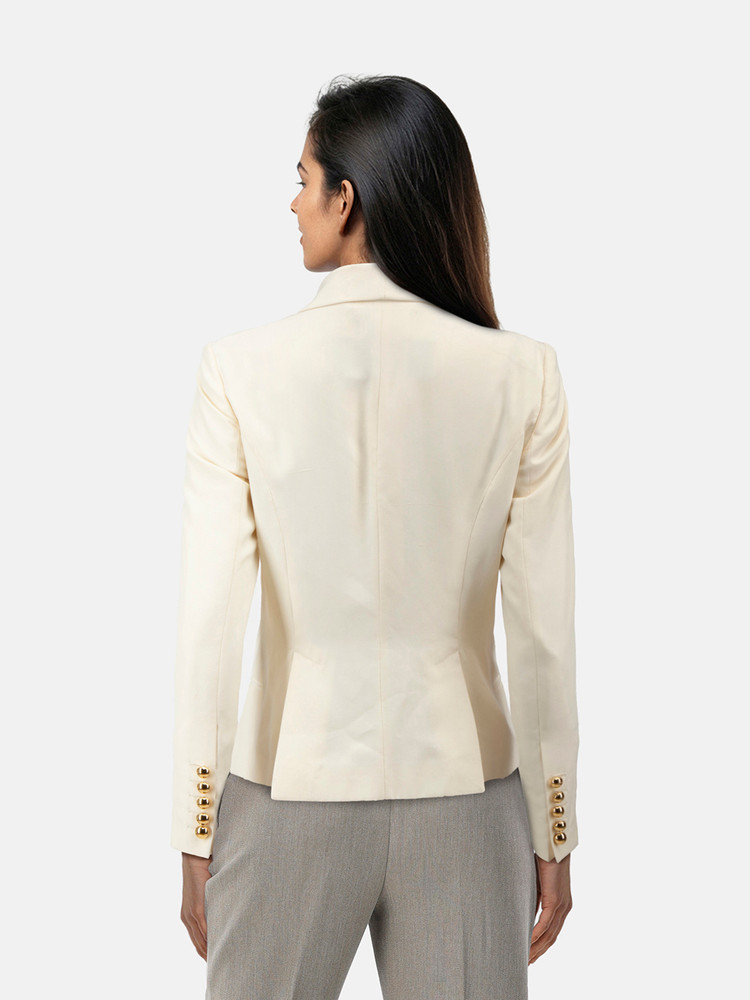 Burberry Ecru Silk Chain Detail Blazer